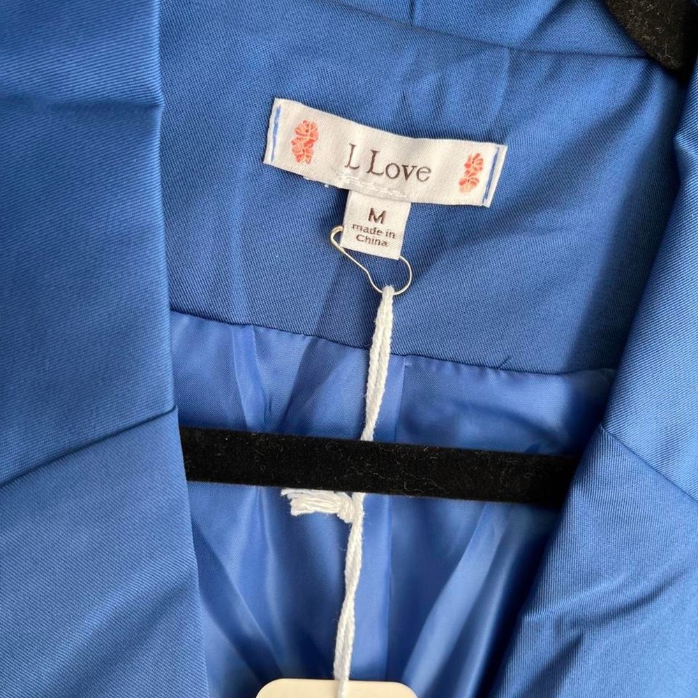 Royal Blue Cropped Blazer Chic Career Preppy Old Money Tailored L.Love NWT Sz M - Picture 4 of 4